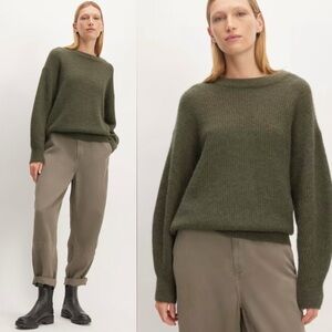 Everlane The Cocoon Crew in Alpaca in Kambaba Green Size XXL
